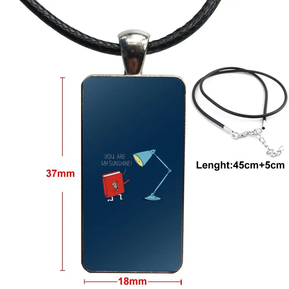 Minimalist Book Love Table Lamp Glass Pendant Necklace Handmade Half Rectangle For Valentine'S Day Gift | Украшения и