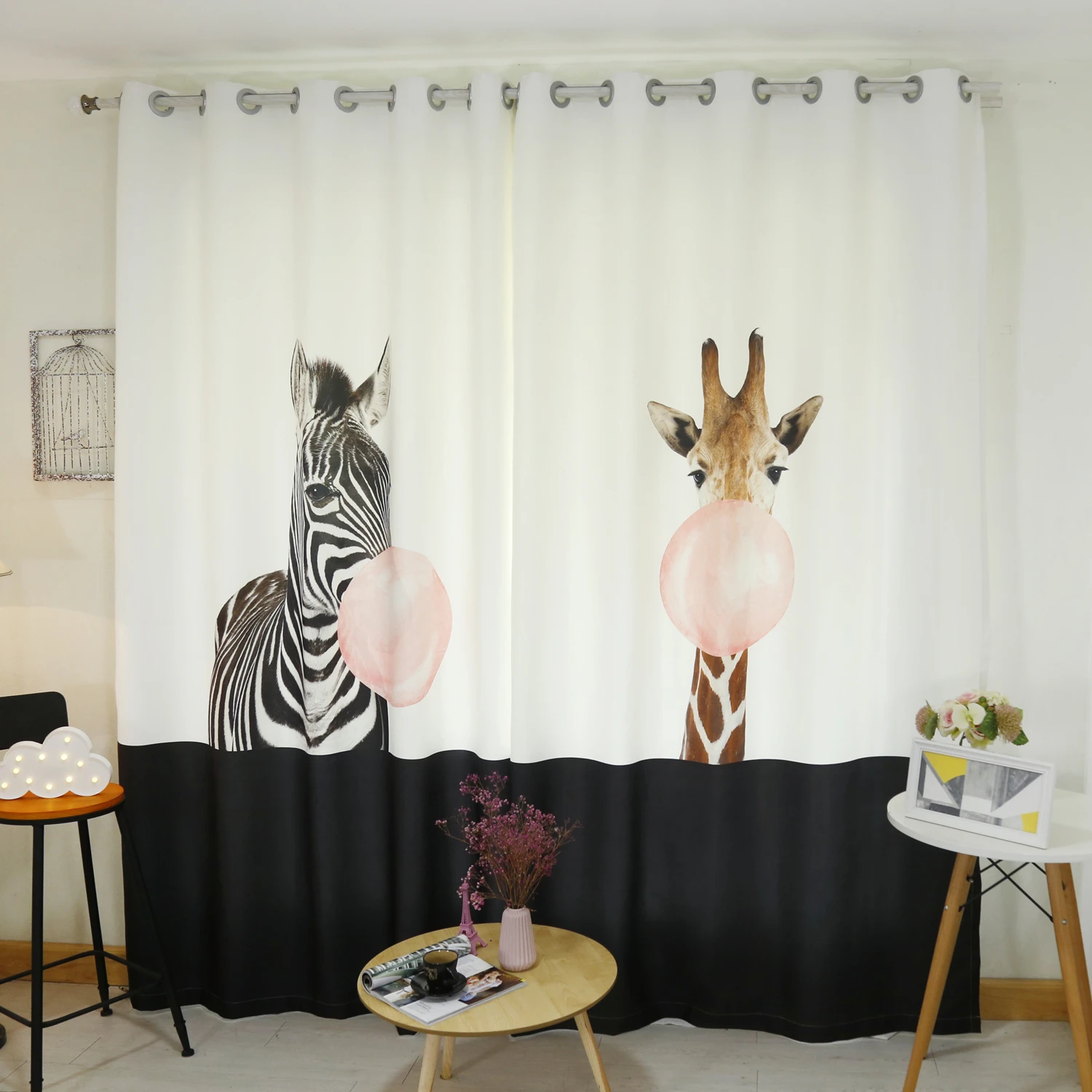 Modern 3d Blackout Curtain Cartoon Blowing Balloon Zebra Giraffe Pattern Thicken Velvet Fabric Children Curtain for Living Room
Modern 3d Blackout Curtain Cartoon Blowing Balloon Zebra Giraffe Pattern Thicken Velvet Fabric Children Curtain for Living Room