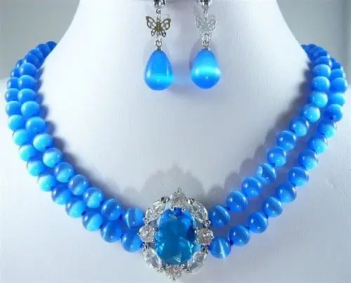 2 Rows Blue Opal Necklace +Blue Zircon Pendant Earring Set ^^^NEW style Fine jewe Noble Natural FREE SHIPPING
2 Rows Blue Opal Necklace +Blue Zircon Pendant Earring Set ^^^NEW style Fine jewe Noble Natural FREE SHIPPING