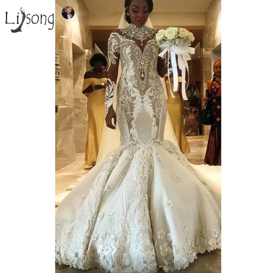 Casamento 2019 Aso Ebi, кружевные свадебные платья с юбкой годе, длинными рукавами, Роскошные свадебные платья «горный хрусталь», с 3D цветами
Casamento 2019 Aso Ebi, кружевные свадебные платья с юбкой годе, длинными рукавами, Роскошные свадебные платья «горный хрусталь», с 3D цветами
