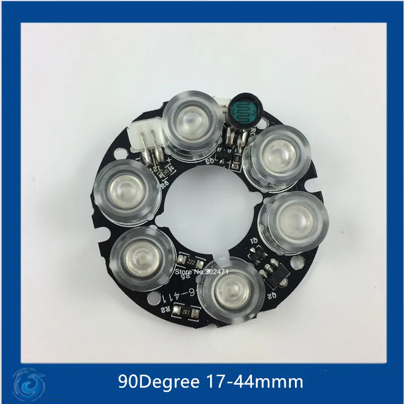 Infrared 6 IR LED board 90Degree for CCTV cameras night vision DC12V power supply for 50size small housing.
Infrared 6 IR LED board 90Degree for CCTV cameras night vision DC12V power supply for 50size small housing.