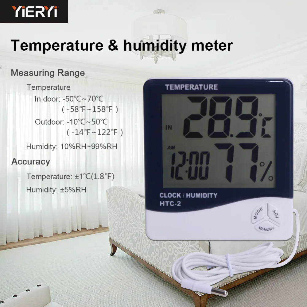 5pcs/lot Wireless Thermometer Hygrometer HTC-2 LCD Digital Termometer Indoor Home Thermometer Hygrometer Test Tools Alarm Clock
5pcs/lot Wireless Thermometer Hygrometer HTC-2 LCD Digital Termometer Indoor Home Thermometer Hygrometer Test Tools Alarm Clock