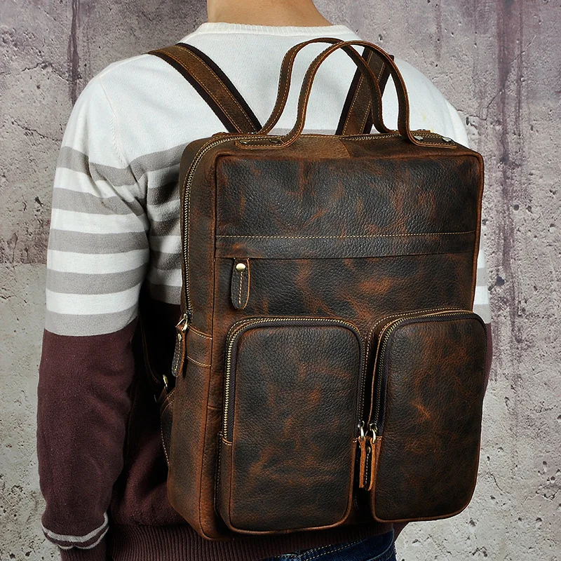 Men Crazy Horse Cowhide Backpack Laptop Book Bags Travel Large Capacity Knapsack School Genuine Leather Bag Rucksack Daypack
Men Crazy Horse Cowhide Backpack Laptop Book Bags Travel Large Capacity Knapsack School Genuine Leather Bag Rucksack Daypack