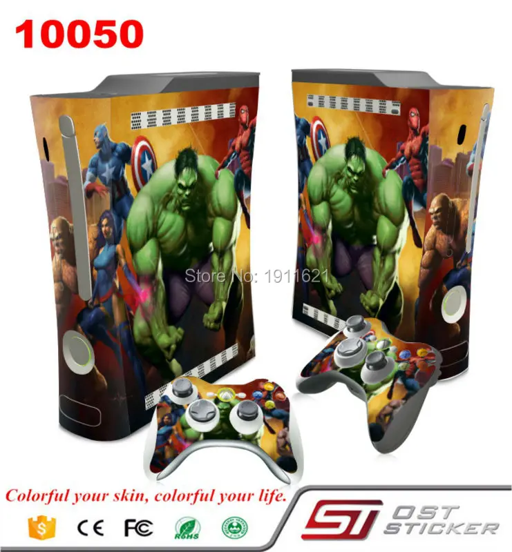 OSTSTICKER Super Hero Vinyl Skin Full Set Stickers For Xbox 360 fat Console 2 Controllers Cover Decal | Электроника