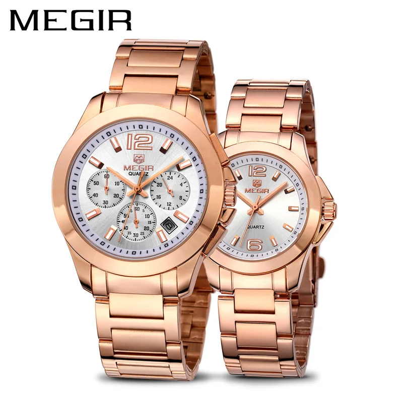 Relogio Masculino MEGIR Мужские кварцевые часы розовое золото нержавеющая сталь для