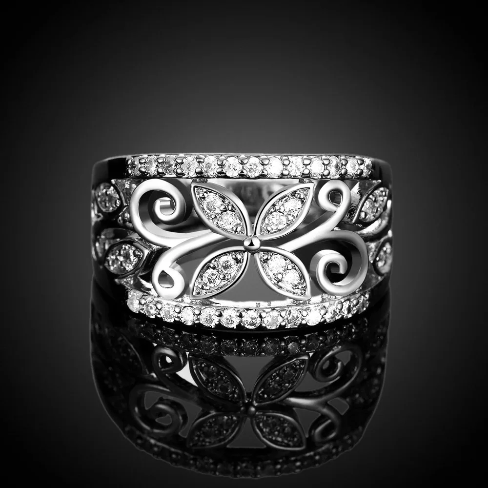 Luxury Female White Bridal Wedding Ring Fashion Lucky flower Filled Jewelry Promise CZ Stone Engagement Rings For Women
Luxury Female White Bridal Wedding Ring Fashion Lucky flower Filled Jewelry Promise CZ Stone Engagement Rings For Women