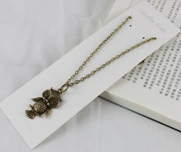 

10Pcs Antiqued Bronze Owl Pendant Necklace #20034