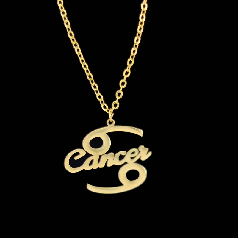 Stainless steel constellation gold pendant necklace Cancer letter necklace men and women jewelry Valentine's Day gift
Stainless steel constellation gold pendant necklace Cancer letter necklace men and women jewelry Valentine's Day gift