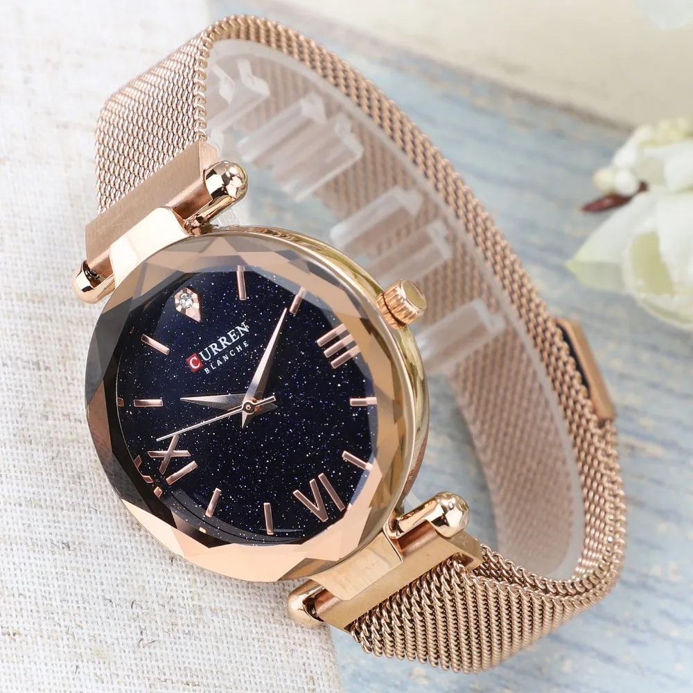 Luxury Rose Gold CURREN Brand Women Watches Minimalist Starry sky Magnetic Buckle Quartz Watch Ladies Clock Relogio Feminino 
Luxury Rose Gold CURREN Brand Women Watches Minimalist Starry sky Magnetic Buckle Quartz Watch Ladies Clock Relogio Feminino