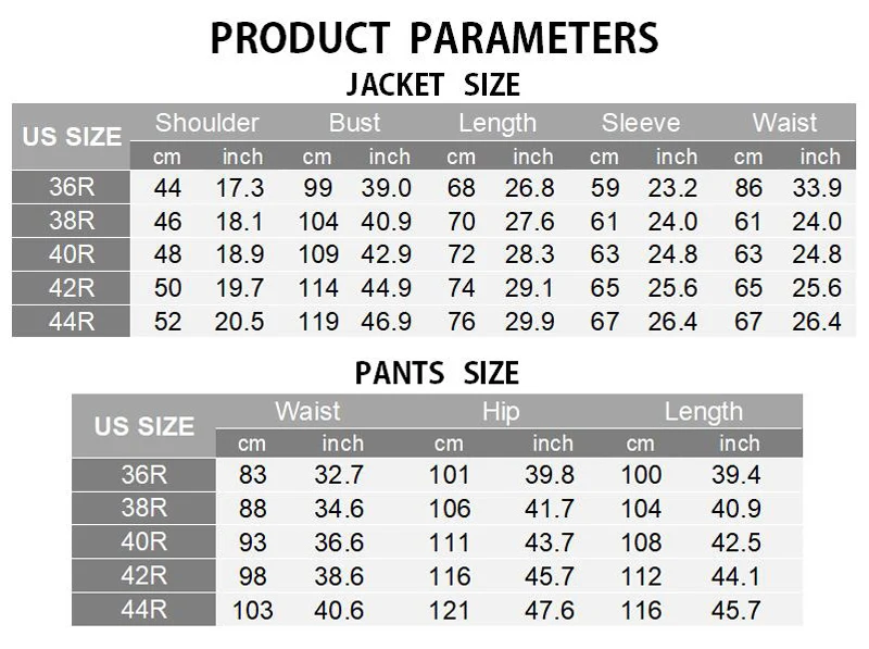 (Jackets+Pants) Mens Wedding Dress Suits Casual Slim Fit Lapel Male Coffee Social Suits USA Size Business Singer Costumes Homme
(Jackets+Pants) Mens Wedding Dress Suits Casual Slim Fit Lapel Male Coffee Social Suits USA Size Business Singer Costumes Homme