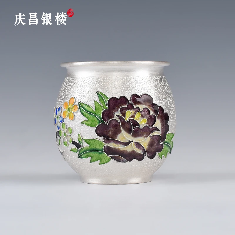 999 Silver Tea Cup Kung Fu Tea Set Coffee Cup Tea Ceremony Cloisonne Purple Peony Cup Silver Cup
999 Silver Tea Cup Kung Fu Tea Set Coffee Cup Tea Ceremony Cloisonne Purple Peony Cup Silver Cup
