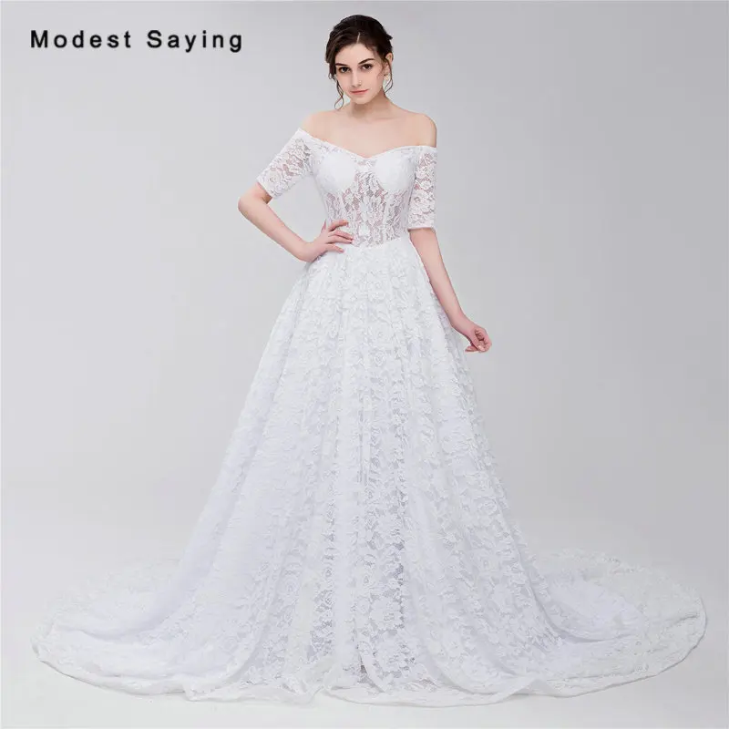 Sexy Sheer White Ball Gown Half Sleeve Lace Cover Wedding Dresses 2017 Formal Women Long Bridal Gowns robe de mariee Custom Made
Sexy Sheer White Ball Gown Half Sleeve Lace Cover Wedding Dresses 2017 Formal Women Long Bridal Gowns robe de mariee Custom Made