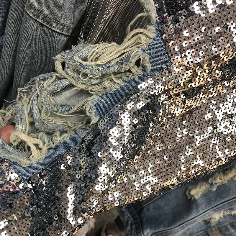 2020 Spring New Heavy Industry Sequins Denim Jacket Women Loose Jeans Coats Outwear Holes Girls Lady Cowboy Jackets Streetwear
2020 Spring New Heavy Industry Sequins Denim Jacket Women Loose Jeans Coats Outwear Holes Girls Lady Cowboy Jackets Streetwear
