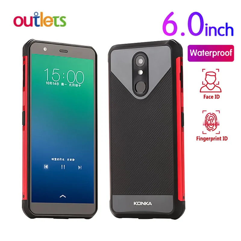 Waterproof Smartphone 2019 New 6.0 Inch IP68 Quad Core 2GB+16GB Android 8.1 Face ID fingerprint Mobile Phone Konka RU1
Waterproof Smartphone 2019 New 6.0 Inch IP68 Quad Core 2GB+16GB Android 8.1 Face ID fingerprint Mobile Phone Konka RU1