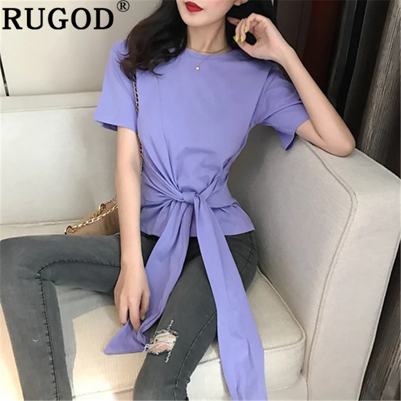 RUGOD 2020 Fashion Harajuku Style Women T shirt Short Sleeves Solid Waistband Tied Streetwear Summer Tees modis femme Tops
RUGOD 2020 Fashion Harajuku Style Women T shirt Short Sleeves Solid Waistband Tied Streetwear Summer Tees modis femme Tops