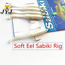 10bags 1/0 soft lure baits, sabiki lure set with white small fishes ,shrimp string sabiki rigs for sea fishing sabiki tackle