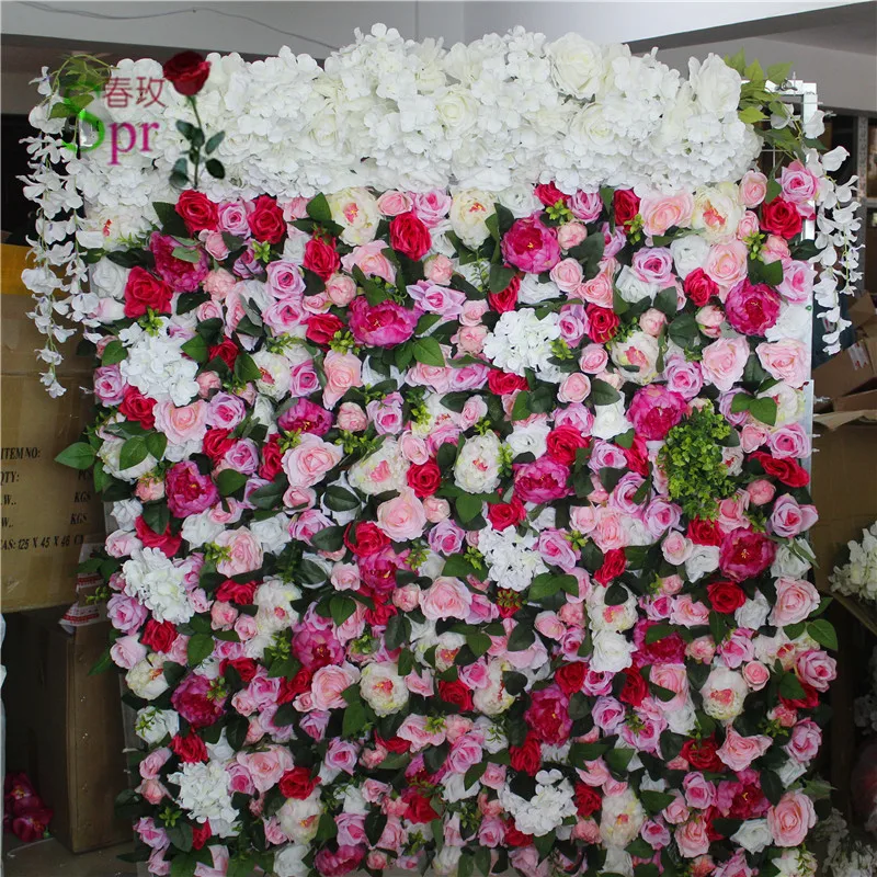 

SPR Free Shipping mix color Artificial silk rose flower wall peony wedding backdrop market event plandecoration
