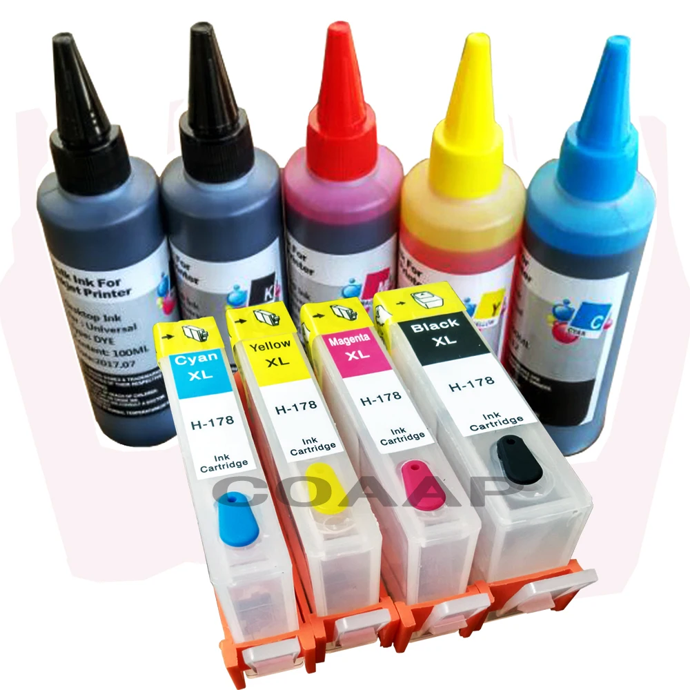 Refillable hp178 kit Cartridges + 500ML Dye inks with ARC chips for hp 6510 B010B B109a B109n B110a B210b B209a B210a 3070A
Refillable hp178 kit Cartridges + 500ML Dye inks with ARC chips for hp 6510 B010B B109a B109n B110a B210b B209a B210a 3070A