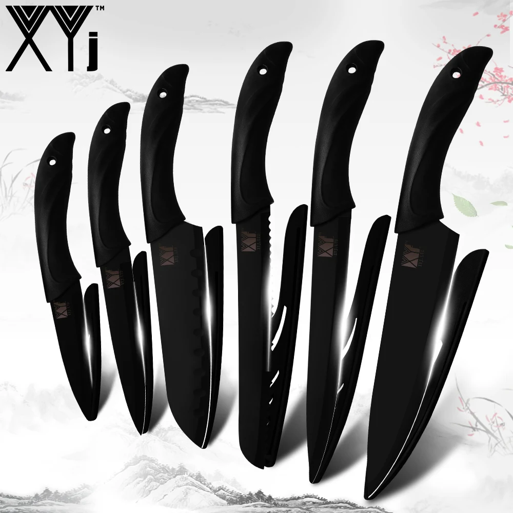 

Набор кухонных ножей XYj из 6 предметов, нержавеющая сталь, антипригарный нож, японский шеф-повар, кухонный Мясницкий профессиональный нож, инструменты для готовки