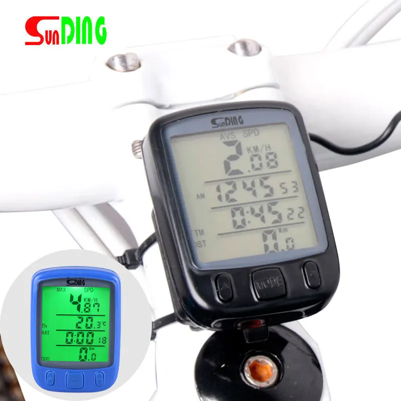 

Bicycle Speedometer Wireless Computer Stopwach Water Proof Odometer LCD Screen Backlight Auto Clear Sunding SD-563C