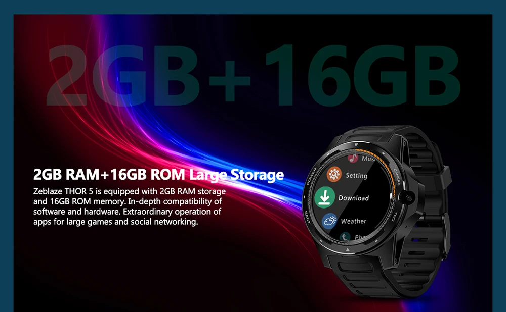 Zeblaze THOR 5 Android 7.1.1 умные часы 2 Гб + 16 ГБ 4G LTE 8.0MP наручные Nano SIM WiFi BT4.0 с контролем