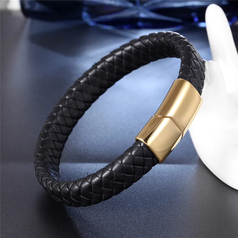 2019 Direct Selling Bileklik Pulseira Feminina Masculina Luxury Leather Steel Bracelet Men's Charm Magnetic Buckle | Украшения и