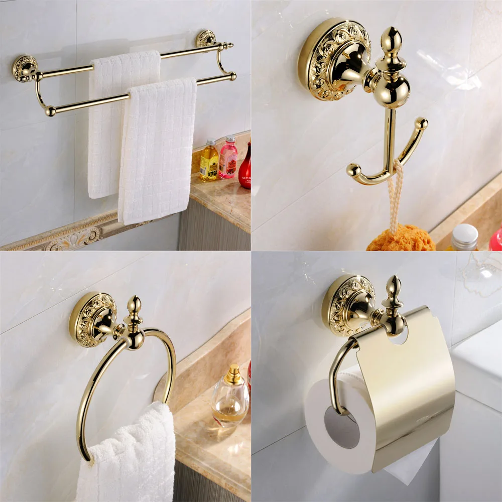 Leyden Gold 4pcs Bathroom Accessories Set Single Towel Bar Holder Toilet Paper Holder Towel Ring Robe Hook Wall Mounted
Leyden Gold 4pcs Bathroom Accessories Set Single Towel Bar Holder Toilet Paper Holder Towel Ring Robe Hook Wall Mounted