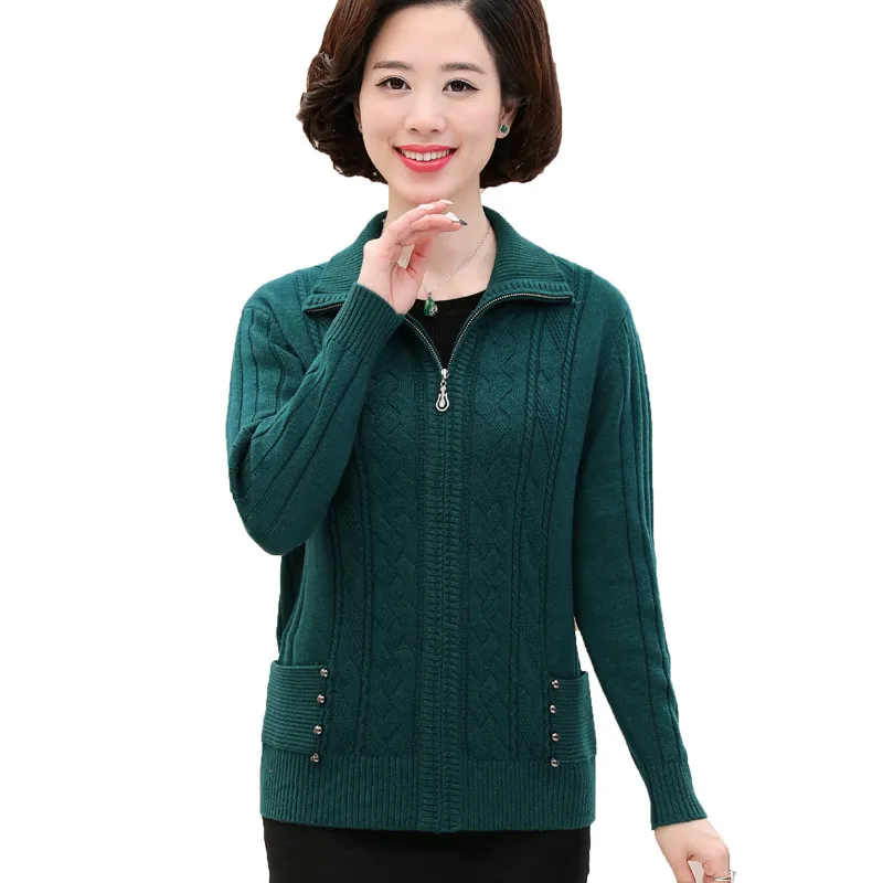 Cardigan Sweater Middle aged Female Autumn Winter Knit Tops Jacket Women Plus size 4XL Thicken Zipper Loose Sweaters Coats H627
Cardigan Sweater Middle aged Female Autumn Winter Knit Tops Jacket Women Plus size 4XL Thicken Zipper Loose Sweaters Coats H627