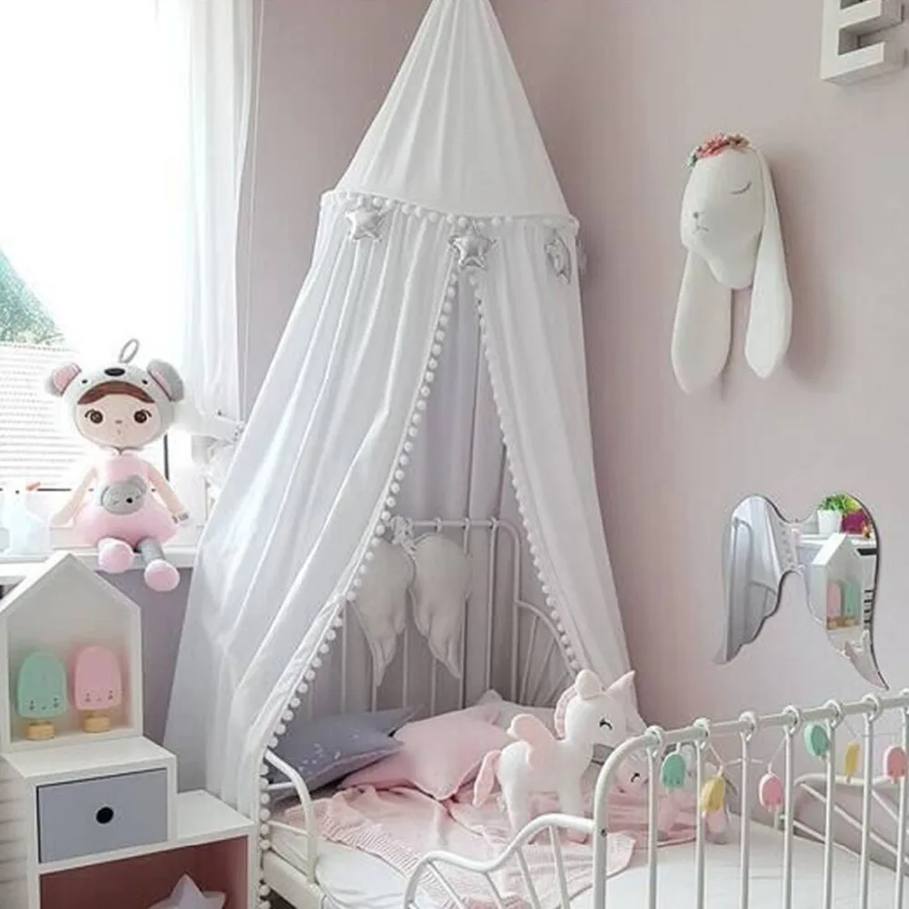 Children Crib Baby Bed Pompons Canopy, Round Dome Hanging Valance Kids Play Tent Mosquito Net Curtain Room Decor White Grey Pink
Children Crib Baby Bed Pompons Canopy, Round Dome Hanging Valance Kids Play Tent Mosquito Net Curtain Room Decor White Grey Pink