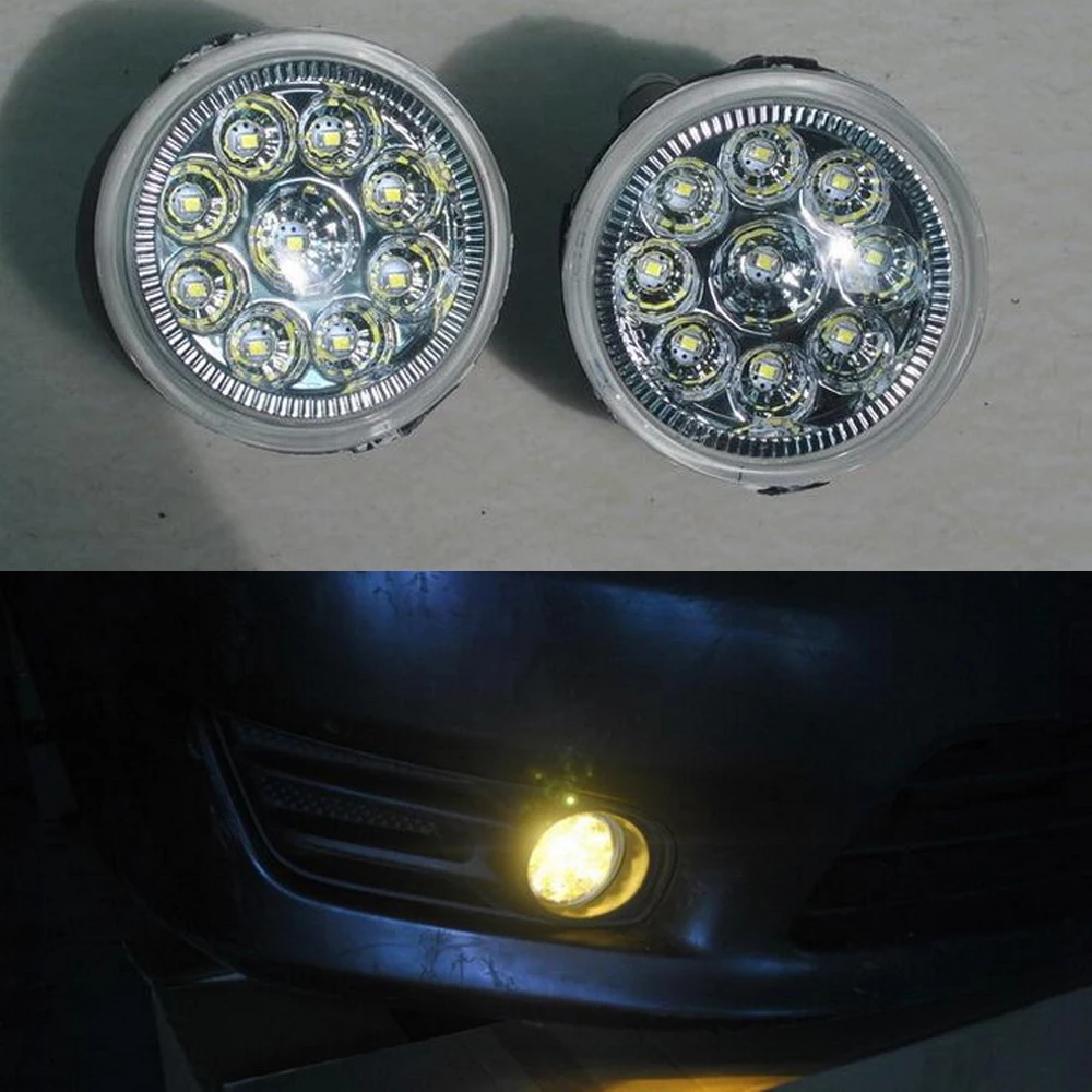 Right and Left Fog Lamp Light 9-LED Daytime Running DRL for N/issan EX35 FX35 G25 I/nfiniti Cube Juke Versa Black 2pcs Set | Автомобили и