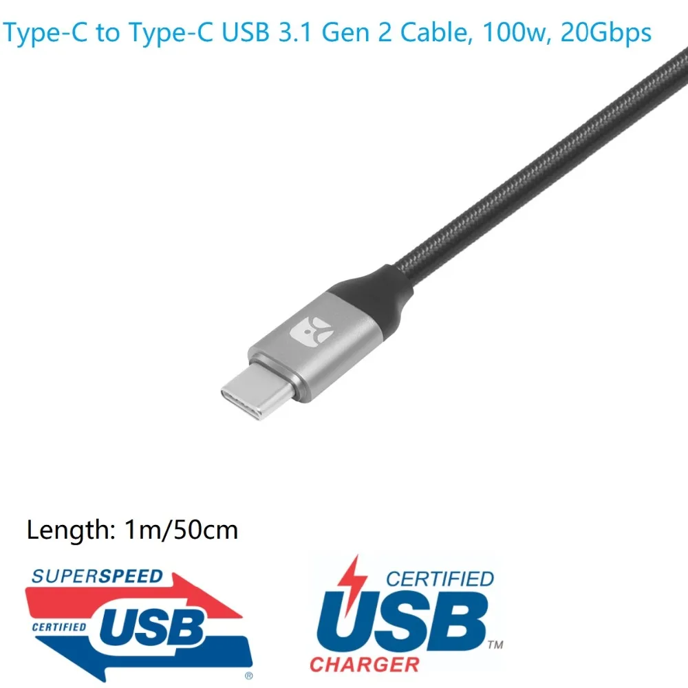 Кабель Meenova Ultra Type C на USB 3 1 Gen 2 (10 Гбит/с 100 Вт зарядка PD e marker) Thunderbolt 20 4k IF Cert|type-c to