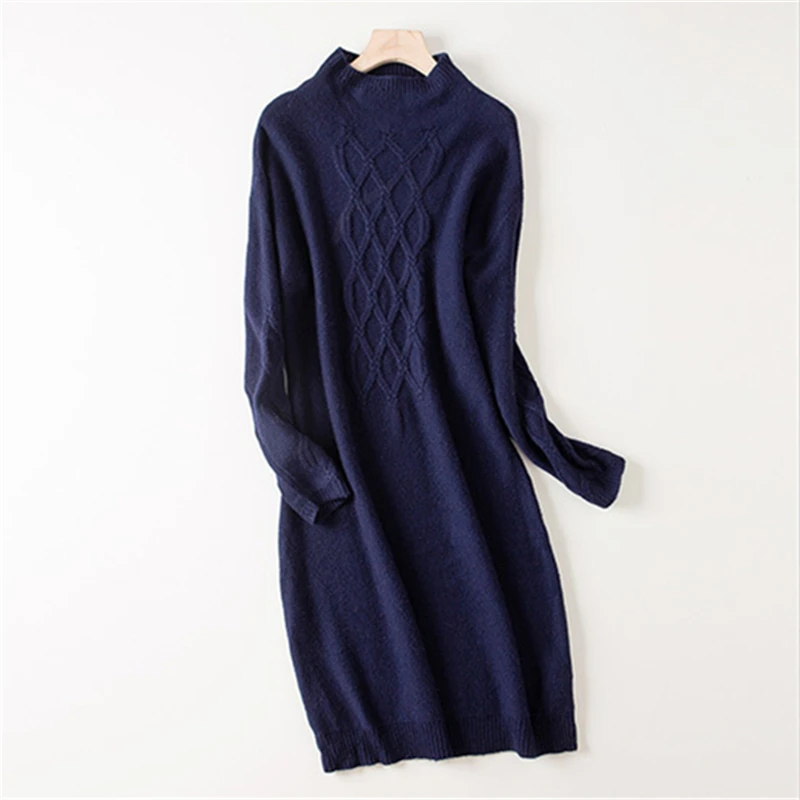 cashmere wool blend argyle twisted thick knit women pullover sweater dress half high collar mid long H-straight M/L
cashmere wool blend argyle twisted thick knit women pullover sweater dress half high collar mid long H-straight M/L