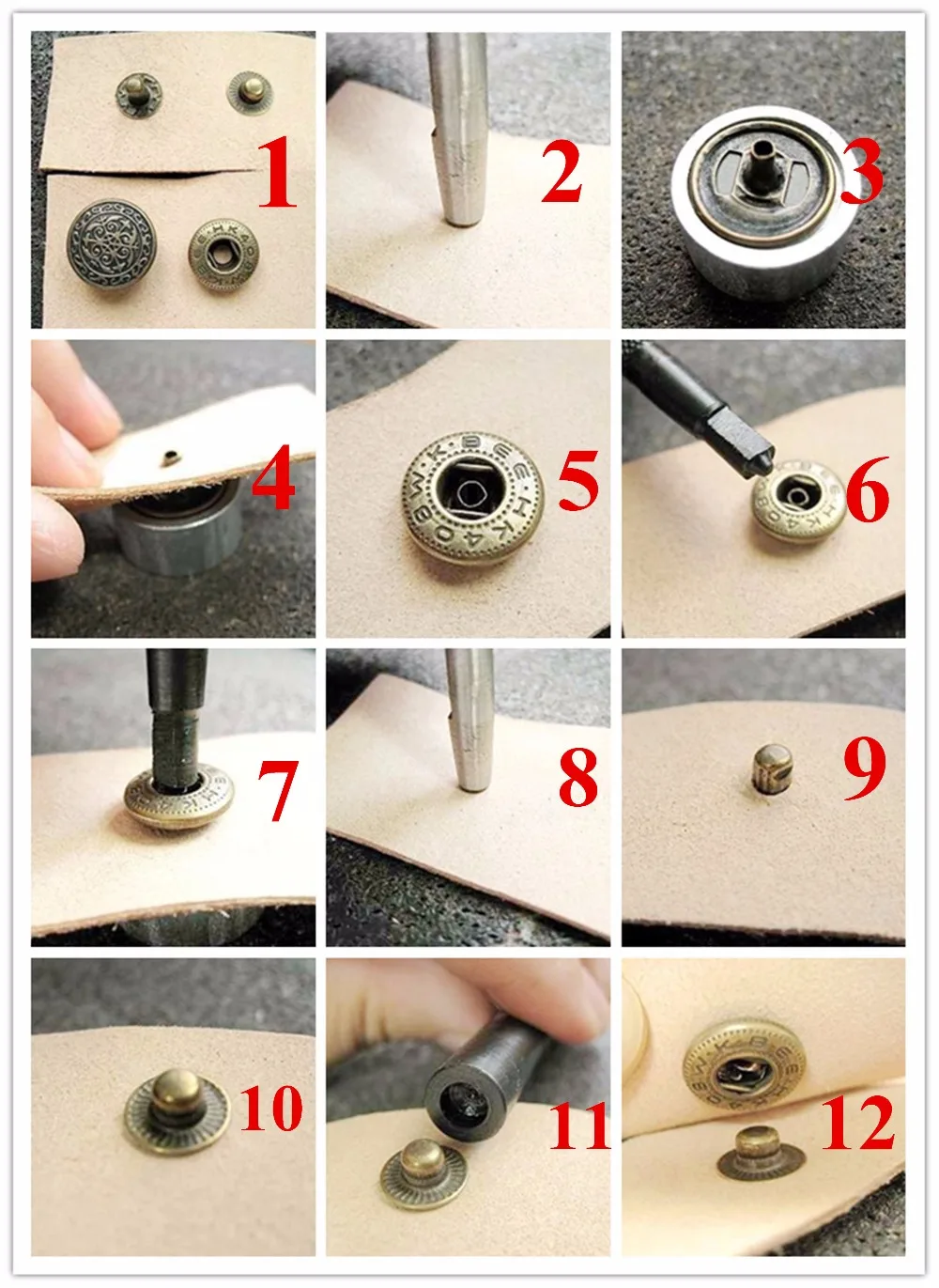 7 видов кожаных зажимов для рукоделия кнопки установки заклепок набор