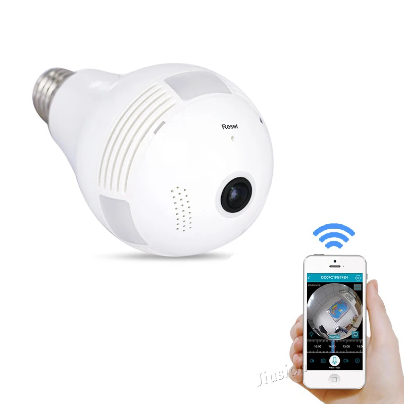IP камера лампа Wifi домашняя безопасности 360 градусов Панорама рыбий глаз