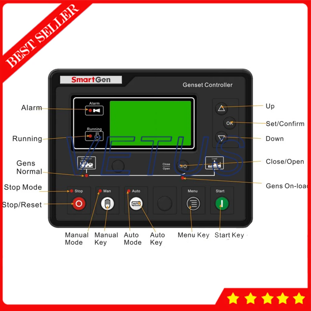Genset Controller Automatic Controller With LCD Backlight Digital Display Genset Control Module HGM6110U
Genset Controller Automatic Controller With LCD Backlight Digital Display Genset Control Module HGM6110U