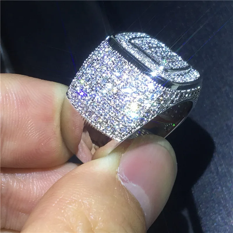 choucong Luxury Male Hiphop Ring 925 Sterling Silver Pave setting AAAAA Zircon cz Party Wedding Band Rings For Men Rock Jewelry | Украшения
