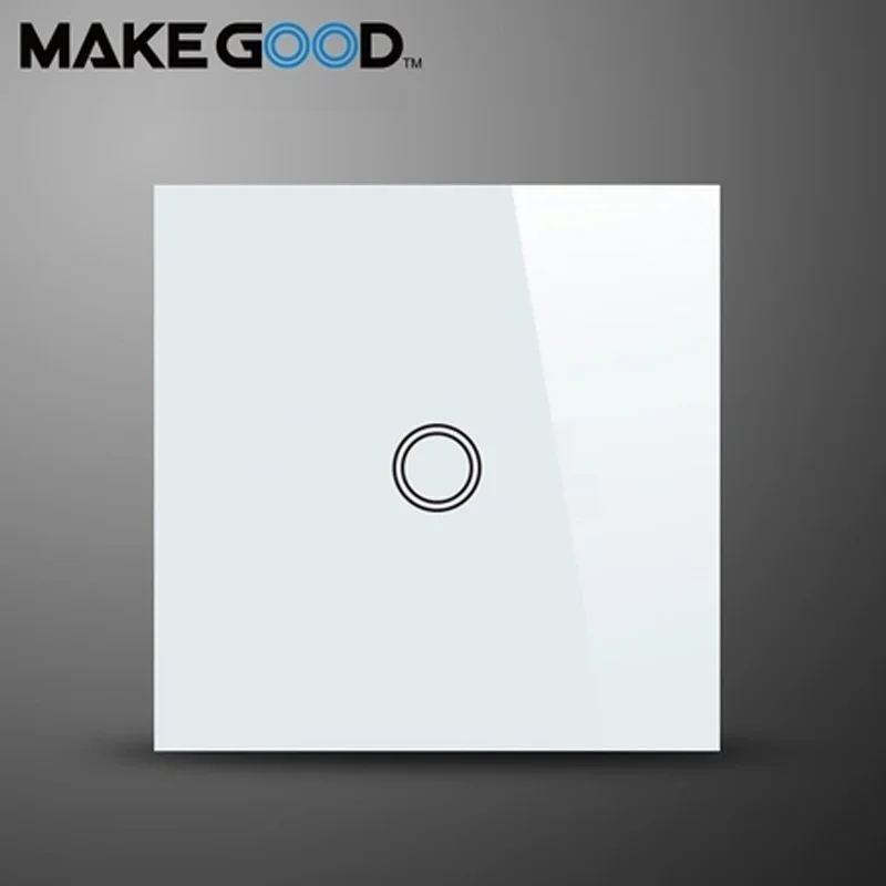 Сенсорный выключатель MakeGood европейского стандарта, 1 клавиша, 1 канал, панель из хрустального стекла, настенный переключатель переменного тока 110-250 В/1000 Вт светильник
Сенсорный выключатель MakeGood европейского стандарта, 1 клавиша, 1 канал, панель из хрустального стекла, настенный переключатель переменного тока 110-250 В/1000 Вт светильник