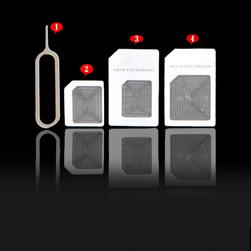 4 в 1 Nano Sim карты + микро сим Стандартный sim адаптер Eject Pin ключ для apple iPhone 7 6 6s плюс 5 5S