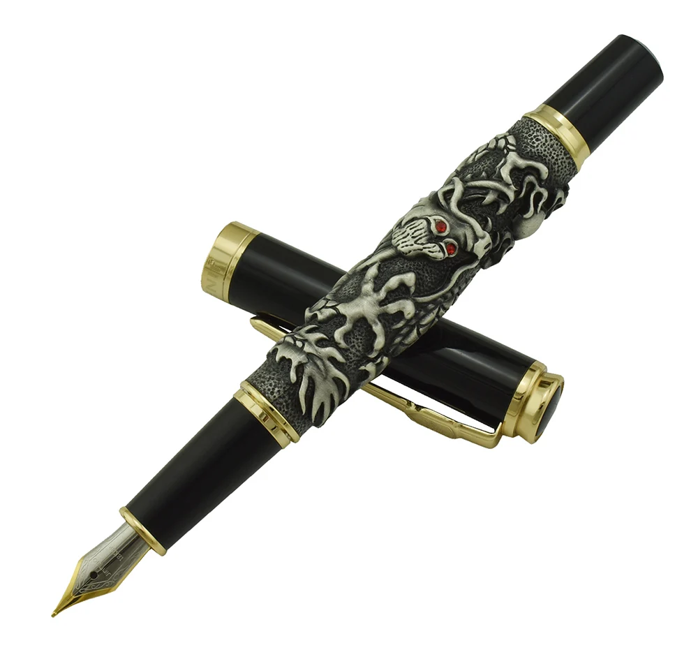 Винтажная перьевая ручка Jinhao, тяжелая ручка с благоприятной резьбой о Драконе, Иридиевый тонкий перо, благородный серый, офисные и школьные ...
Винтажная перьевая ручка Jinhao, тяжелая ручка с благоприятной резьбой о Драконе, Иридиевый тонкий перо, благородный серый, офисные и школьные ...