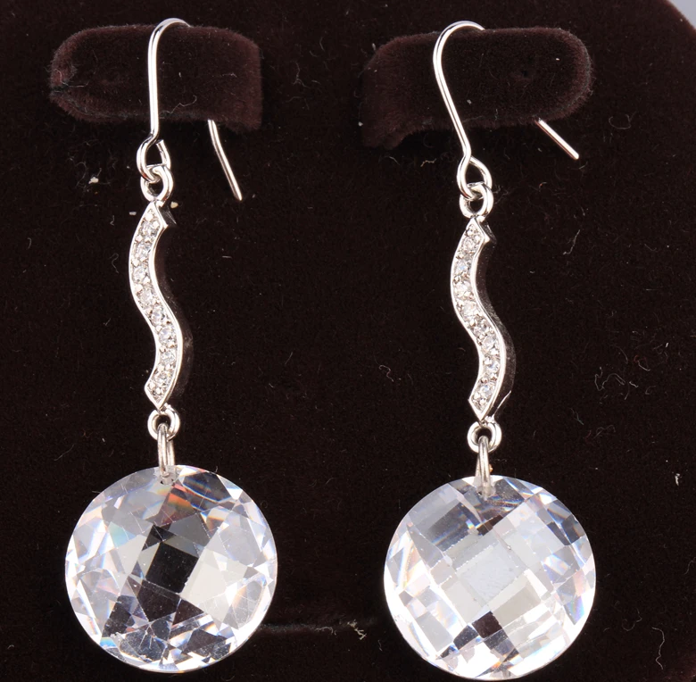 Transparent Gems White Zircon Silver Plated Argent Jewelry Drop Dangle Earring S5448
Transparent Gems White Zircon Silver Plated Argent Jewelry Drop Dangle Earring S5448