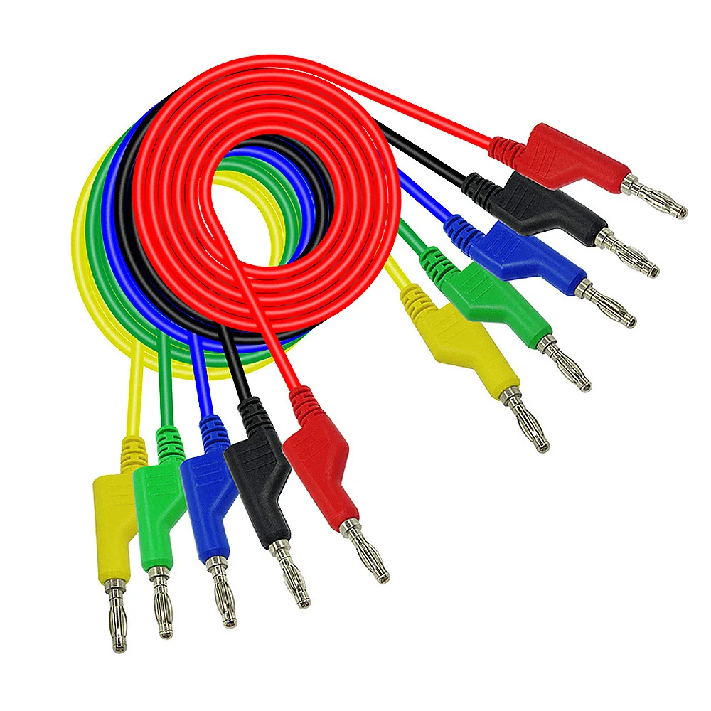 5pcs Double Ended Stackable silicone 4mm Stackable Banana Plug male to Crocodile Alligator Clip Test Probe Lead Wire Cable
5pcs Double Ended Stackable silicone 4mm Stackable Banana Plug male to Crocodile Alligator Clip Test Probe Lead Wire Cable