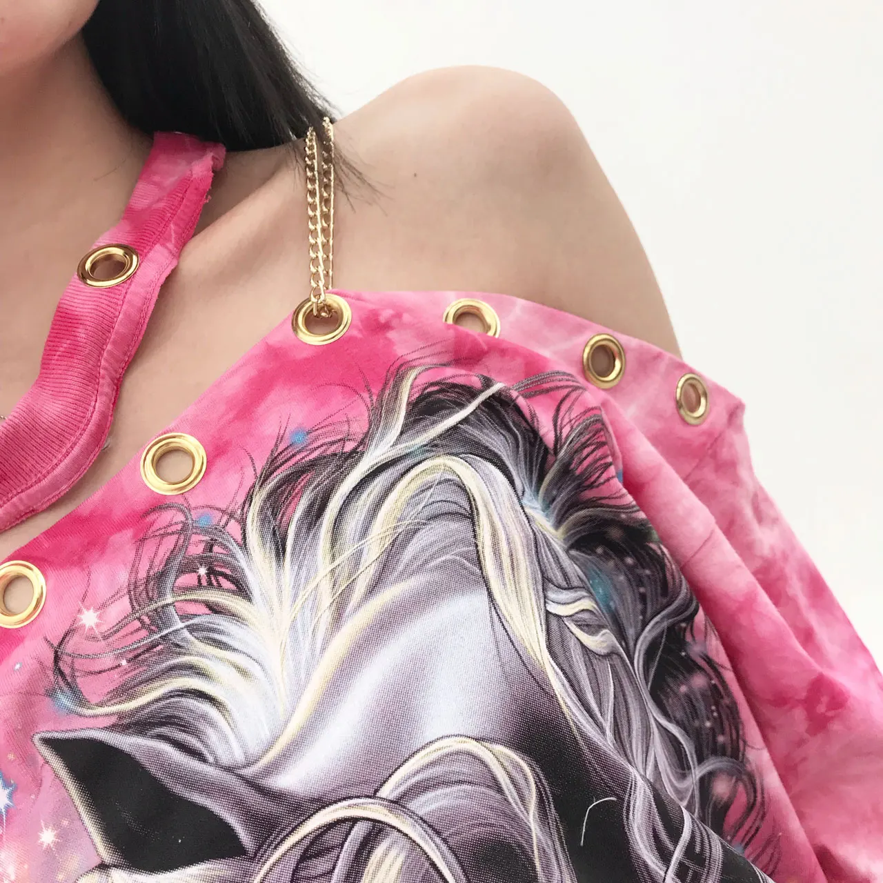 Thailand imports Tide brand 2019 summer new unicorn Print neck sexy high quality Chinese eldest daughter T 
Thailand imports Tide brand 2019 summer new unicorn Print neck sexy high quality Chinese eldest daughter T