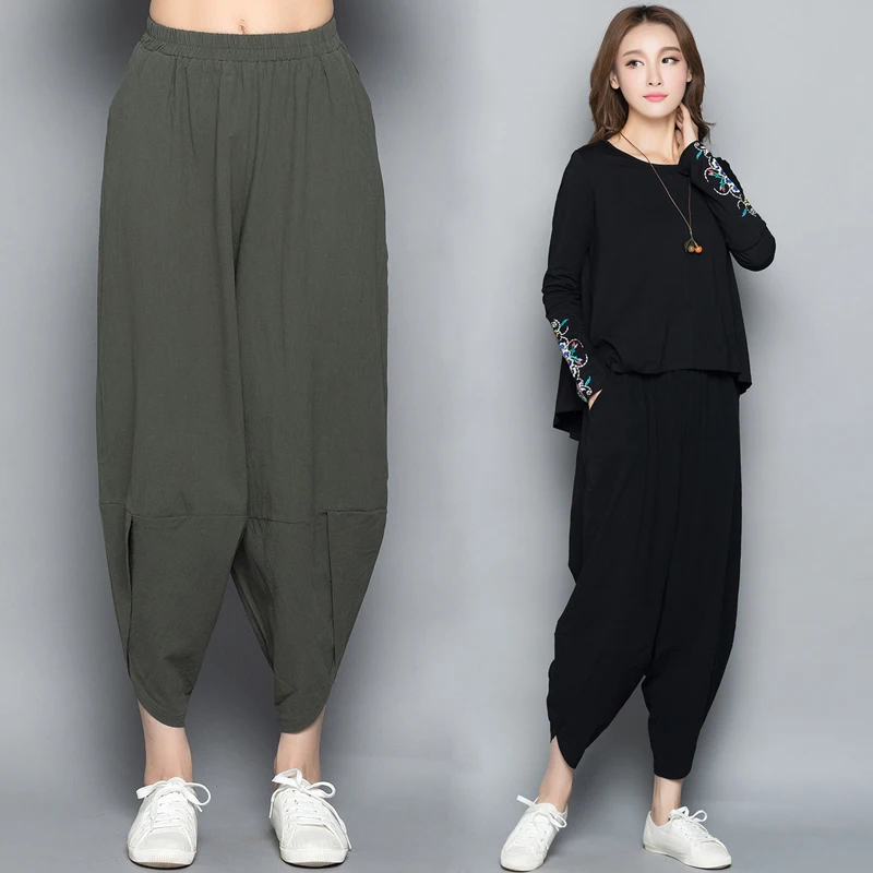Spring woman new retro Harlan pants hanging stitching Cotton linen radish pants loose large size casual pants trousers female
Spring woman new retro Harlan pants hanging stitching Cotton linen radish pants loose large size casual pants trousers female