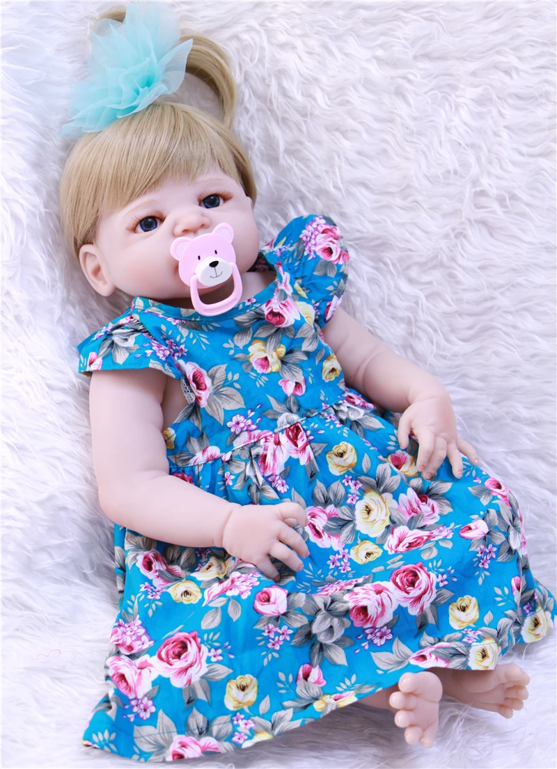 Кукла Bebes reborn girl 23 " полностью силиконовая кукла baby светлые волосы куклы