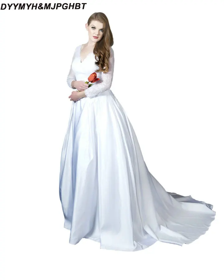 Свадебные платья с длинным рукавом и V-образным вырезом со шлейфом
Свадебные платья с длинным рукавом и V-образным вырезом со шлейфом