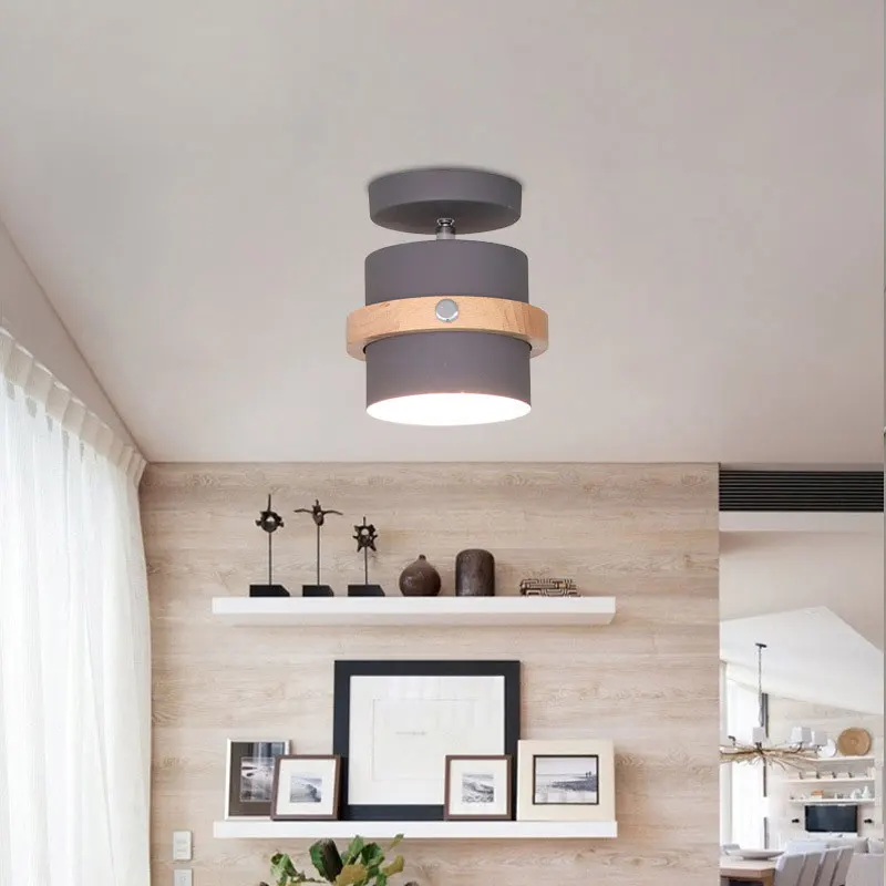 Современная креативная потолочная лампа железная деревянная для гостиной