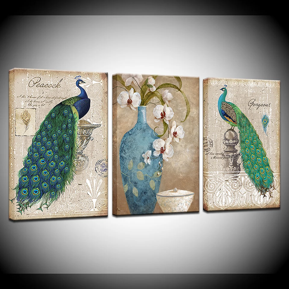 Canvas Pictures Home Decor Living Room Wall Art 3 Pieces Green Peafowl Flower Painting HD Prints Peacock Couple Poster Framework
Canvas Pictures Home Decor Living Room Wall Art 3 Pieces Green Peafowl Flower Painting HD Prints Peacock Couple Poster Framework
