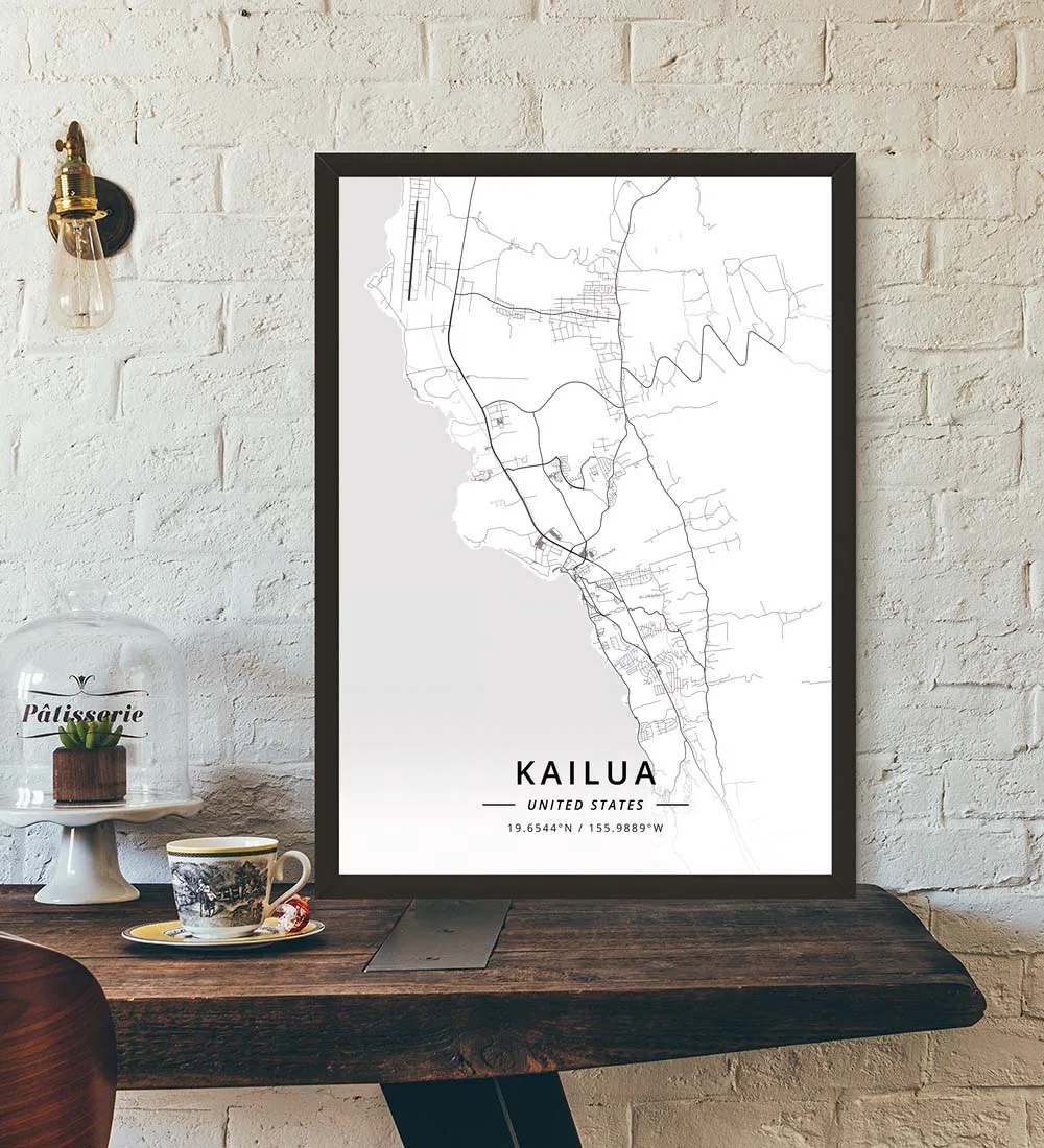 Honolulu Kailua HI Hawaii USA United States of America Map Poster