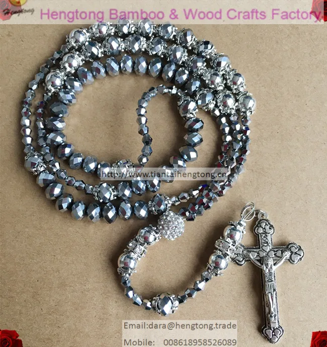 religious crystal bead rosary with alloy silver coating ball bead and rhinestone ball
religious crystal bead rosary with alloy silver coating ball bead and rhinestone ball