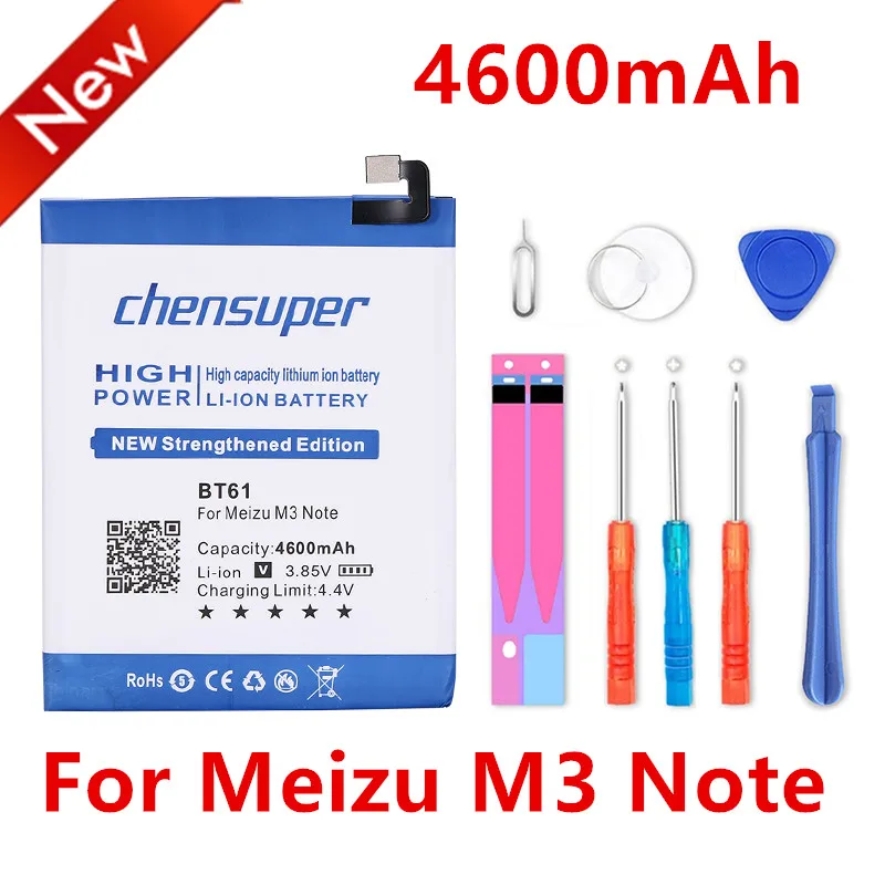 chensuper BT61 4600mAh Lithium Rechargeable Phone Battery For Meizu M3 Note M681H M681Q M681 Note 3 L681H L681 L-version Versio
chensuper BT61 4600mAh Lithium Rechargeable Phone Battery For Meizu M3 Note M681H M681Q M681 Note 3 L681H L681 L-version Versio